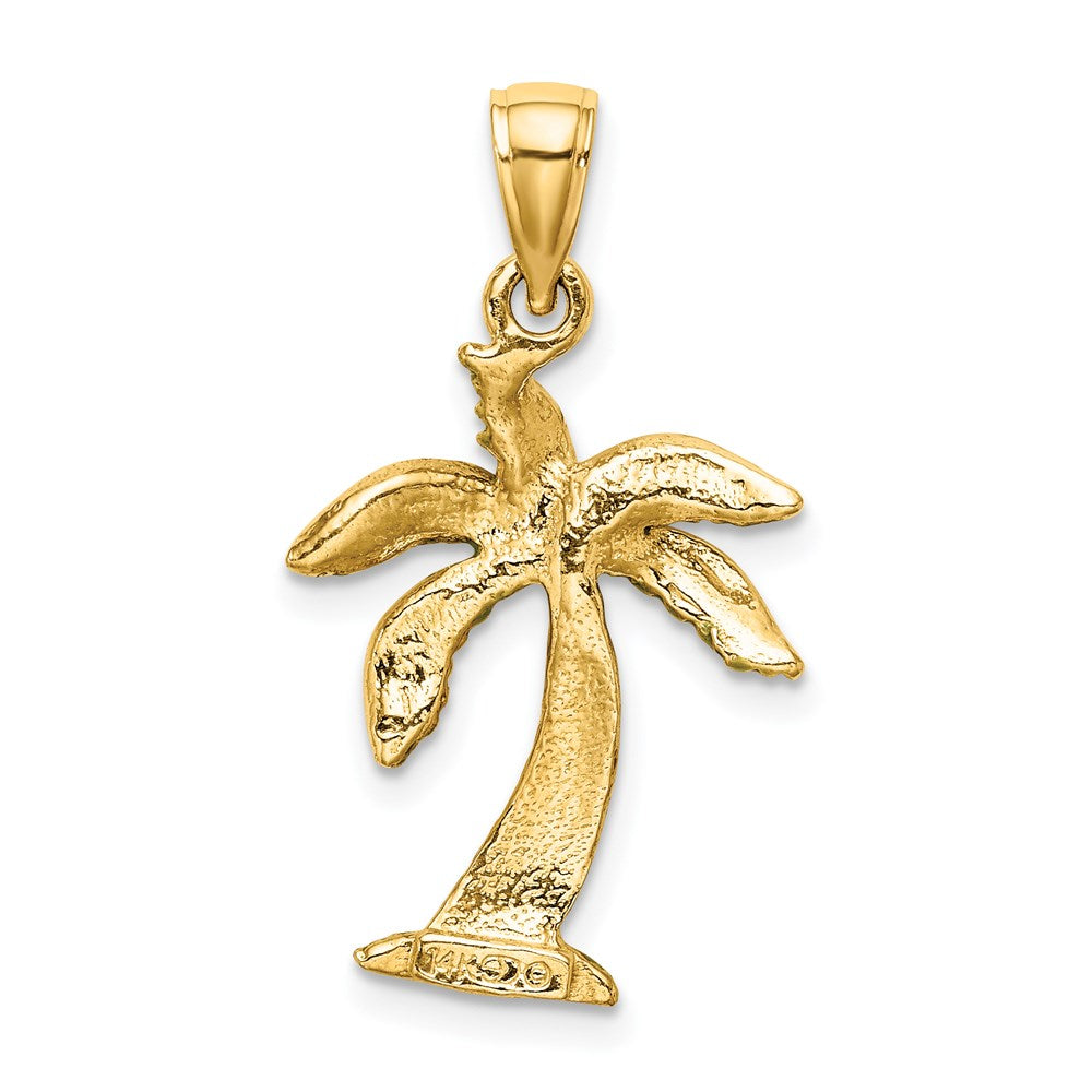 14k Yellow Gold 15.7 mm Enamel Palm Tree Charm (1.65 grams)