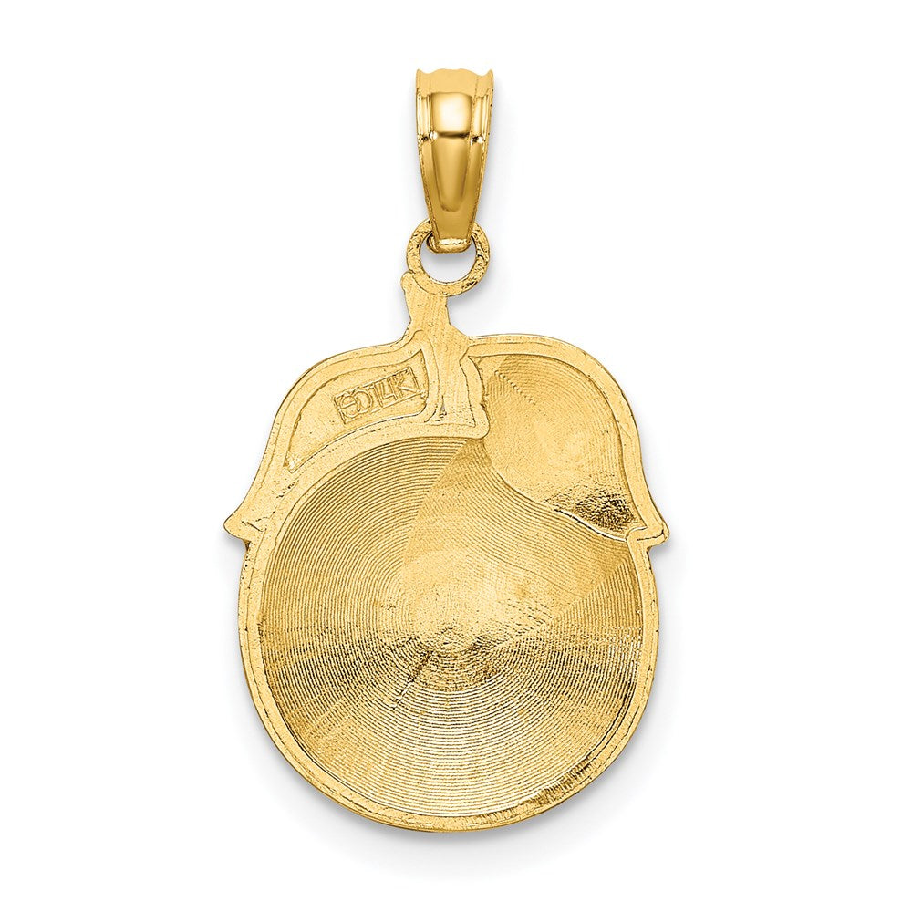 14k Yellow Gold 13.45 mm Enamel Orange W/Stem and Leaf Charm (1.53 grams)