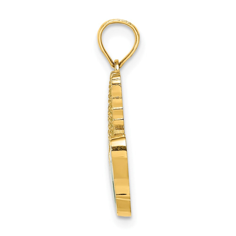 14k Yellow Gold 11.2 mm w/ Enamel Corn with Peeled Husk Charm (1.65 grams)