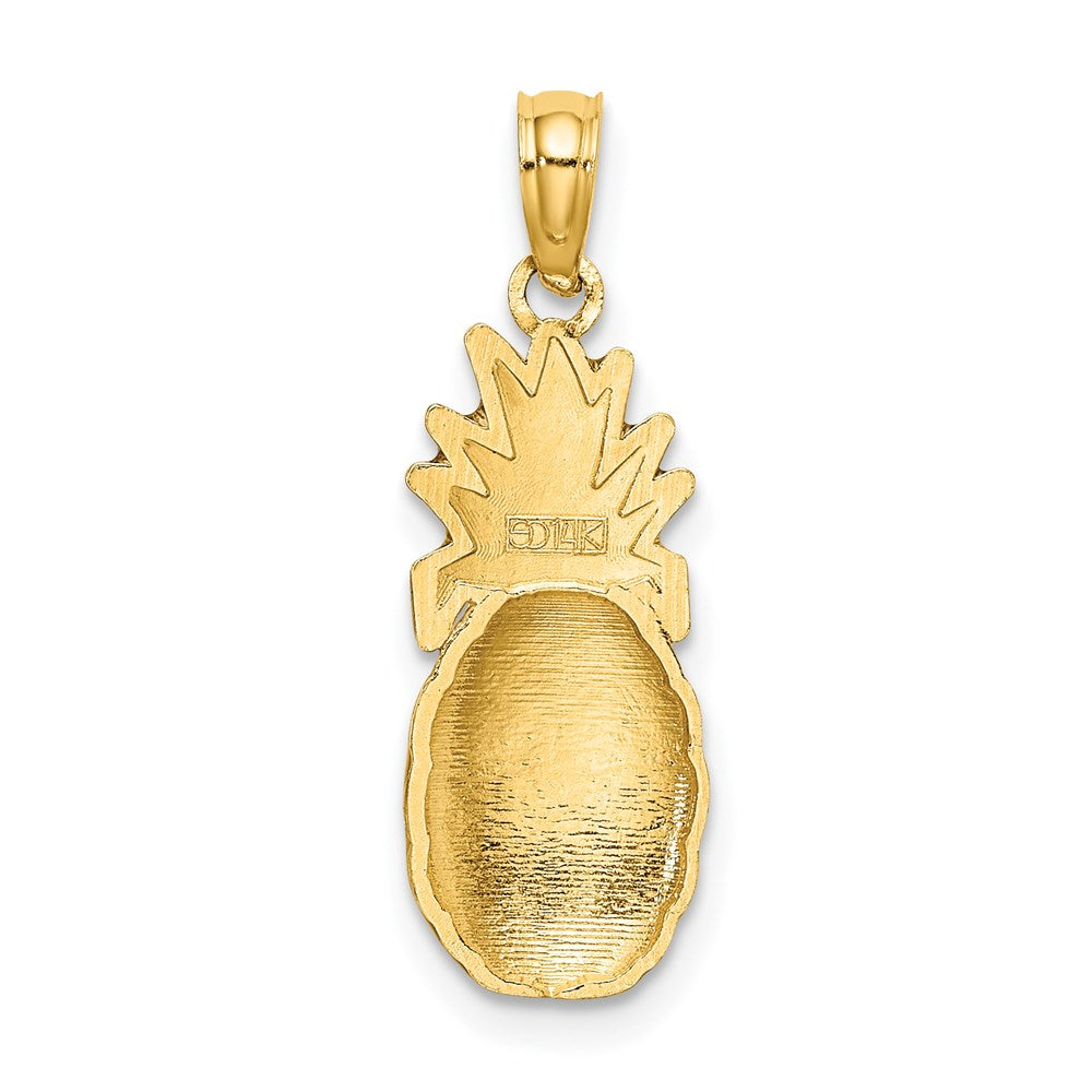 14k Yellow Gold 8.45 mm w/ Enamel 2-D Pineapple Charm (1.08 grams)