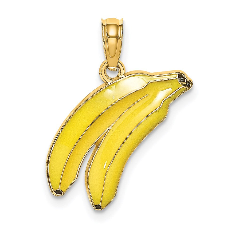 14k Yellow Gold 19.3 mm w/ Enamel 2-D Bananas Charm (0.99 grams)