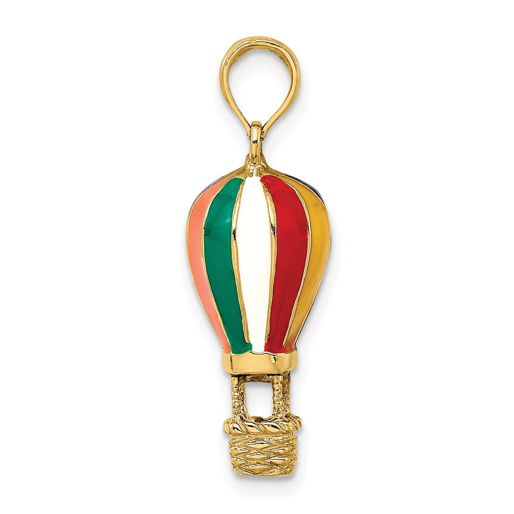 14k Yellow Gold 10.2 mm w/ Enamel 3-D Hot Air Balloon Charm (4.45 grams)