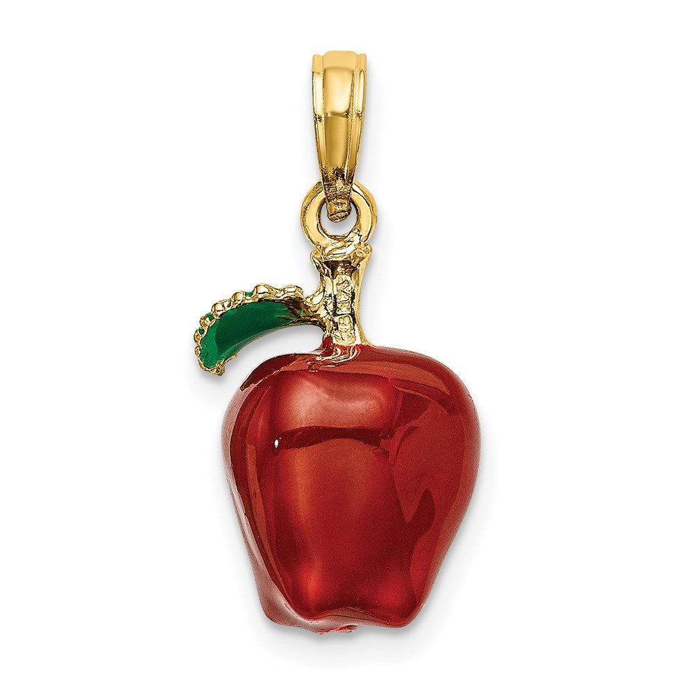 14k Yellow Gold 10.5 mm w/ Enamel 3-D Red Delicious Apple Charm (3.66 grams)