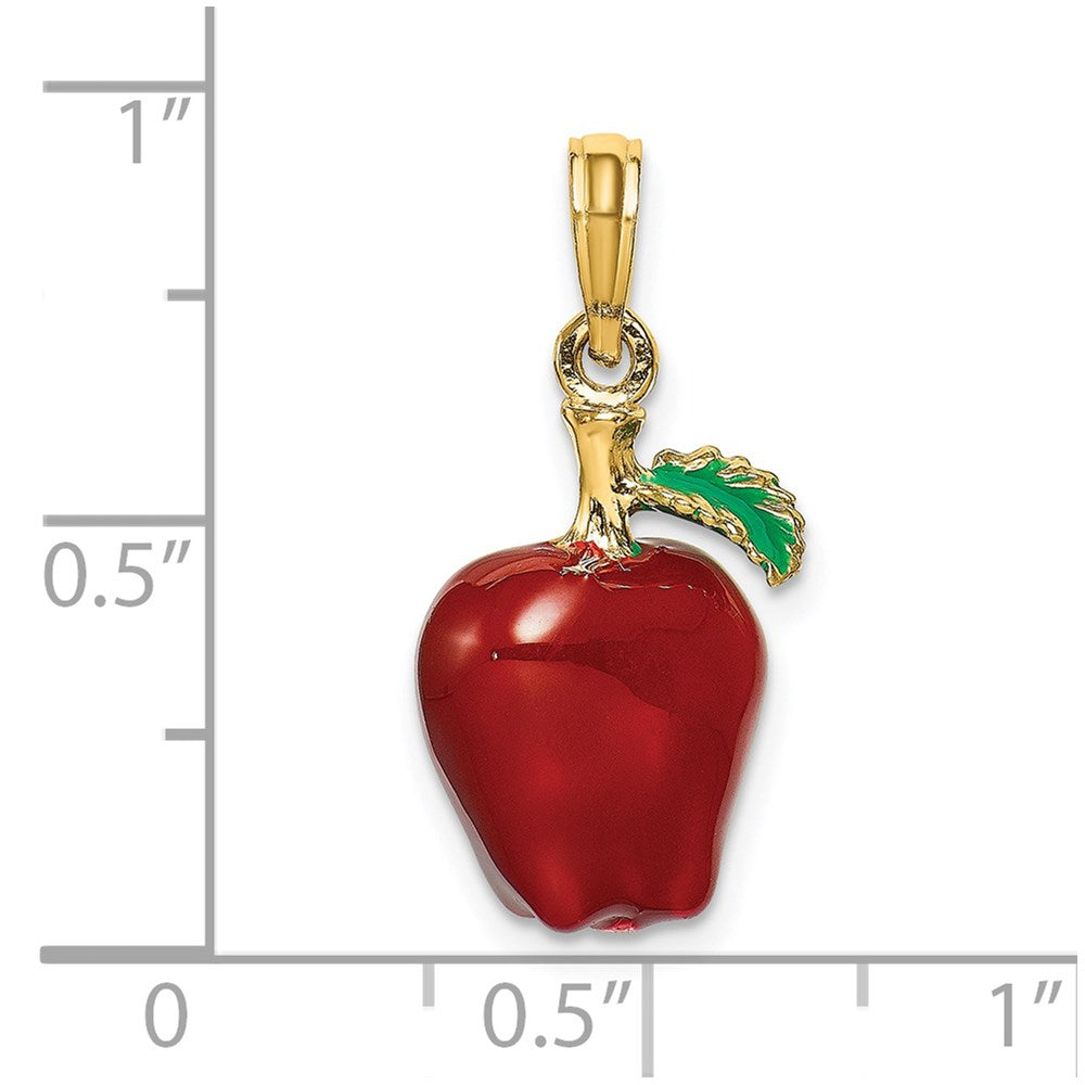 14k Yellow Gold 10.5 mm w/ Enamel 3-D Red Delicious Apple Charm (3.66 grams)