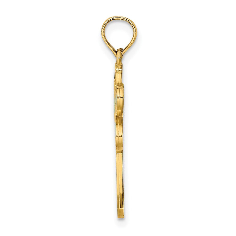 14k Yellow Gold 29 mm Multi Color Enamel Dragonfly Charm (1.84 grams)