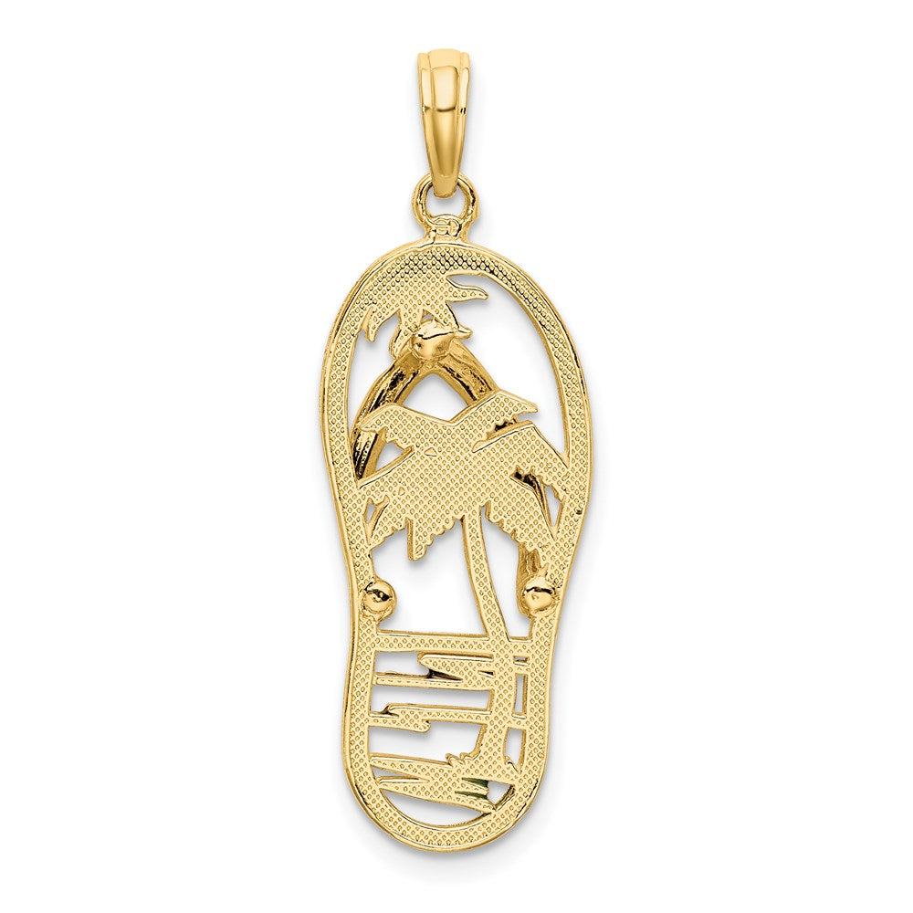 14k Yellow Gold 11.65 mm Enamel Palm Tree Flip-Flop Charm (1.79 grams)