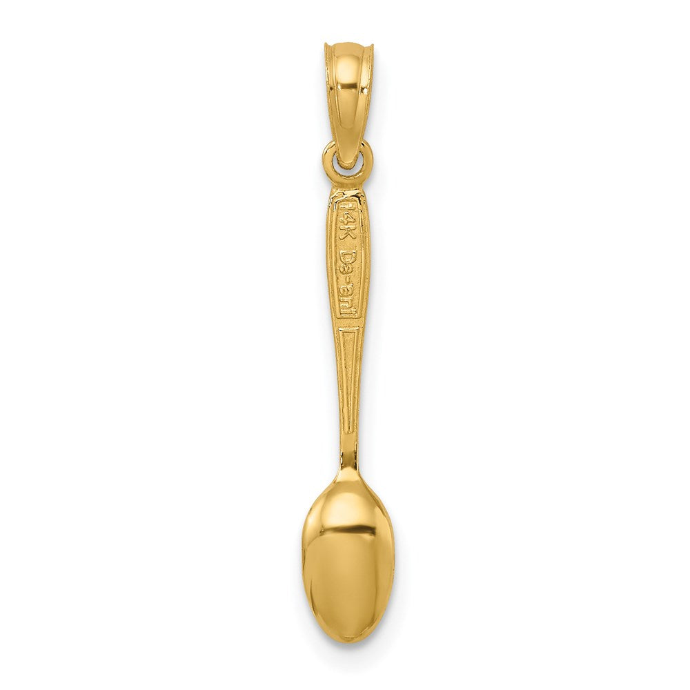14k Yellow Gold 4.4 mm 3-D W/ Black Enamel Table Spoon Charm (0.62 grams)