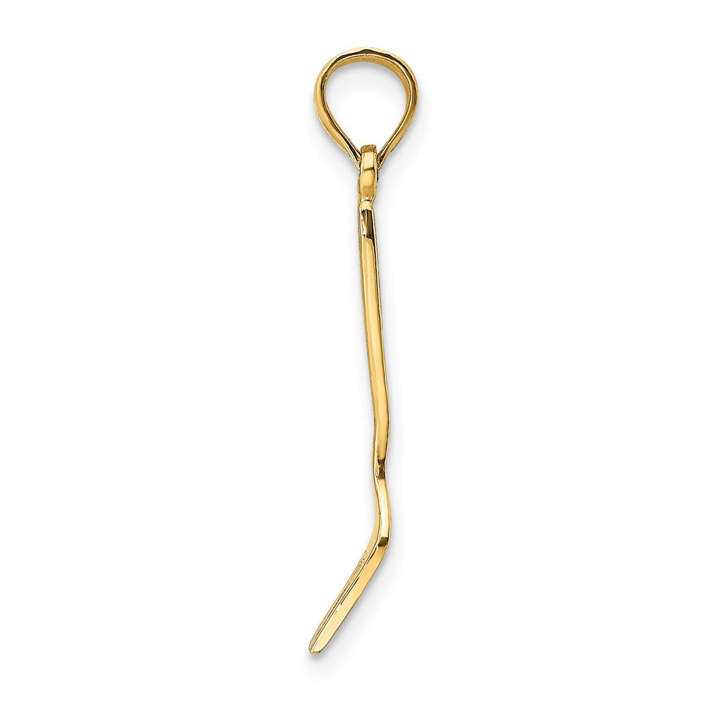 14k Yellow Gold 3.7 mm W/ Black Enamel 3-D Table Fork Charm (0.54 grams)