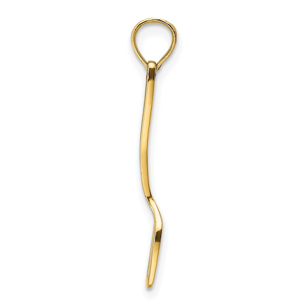 14k Yellow Gold 5 mm W/ Black Enamel 3-D Spatula Charm (0.55 grams)