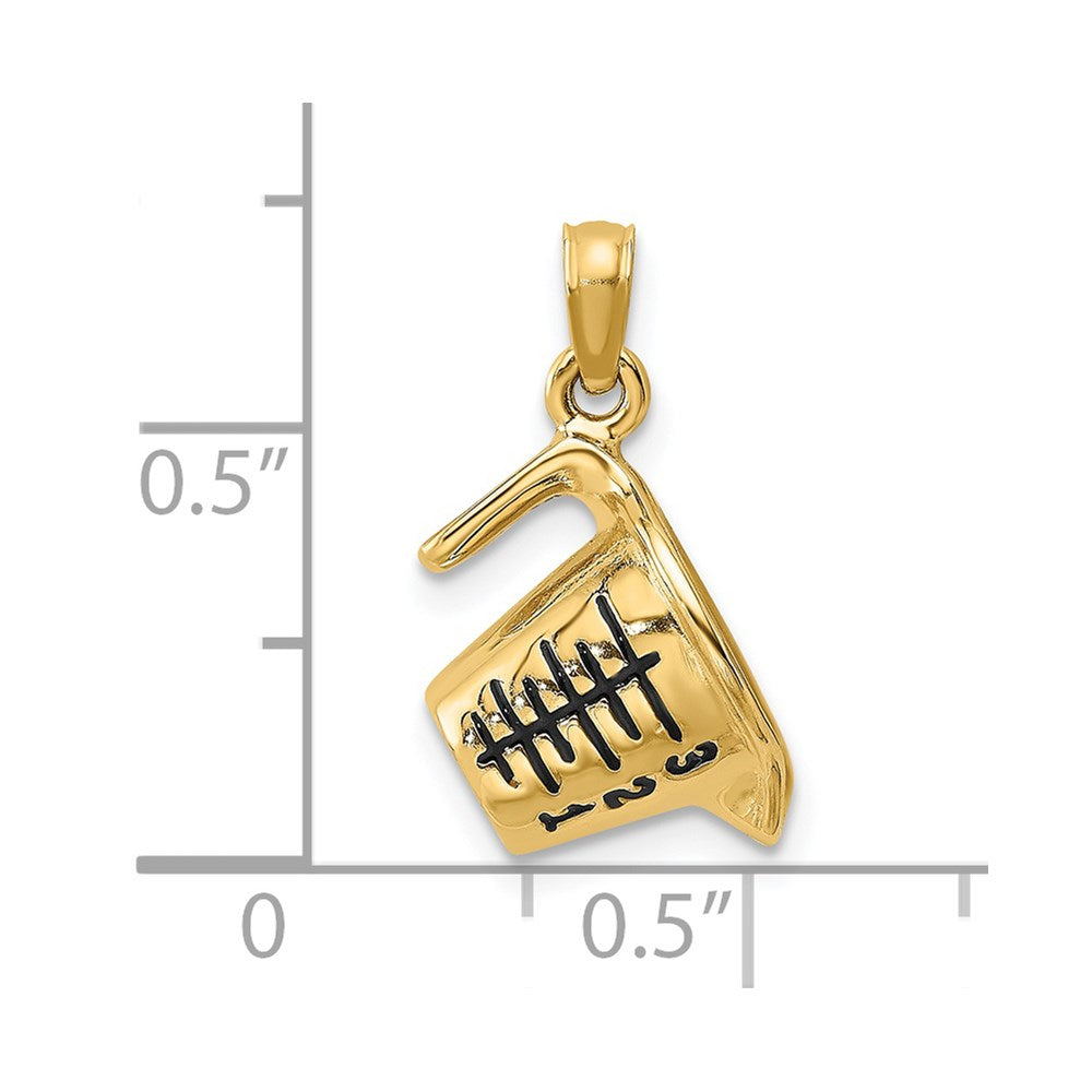 14k Yellow Gold 11 mm w/ Enamel 3-D Measuring Cup Charm (2.96 grams)