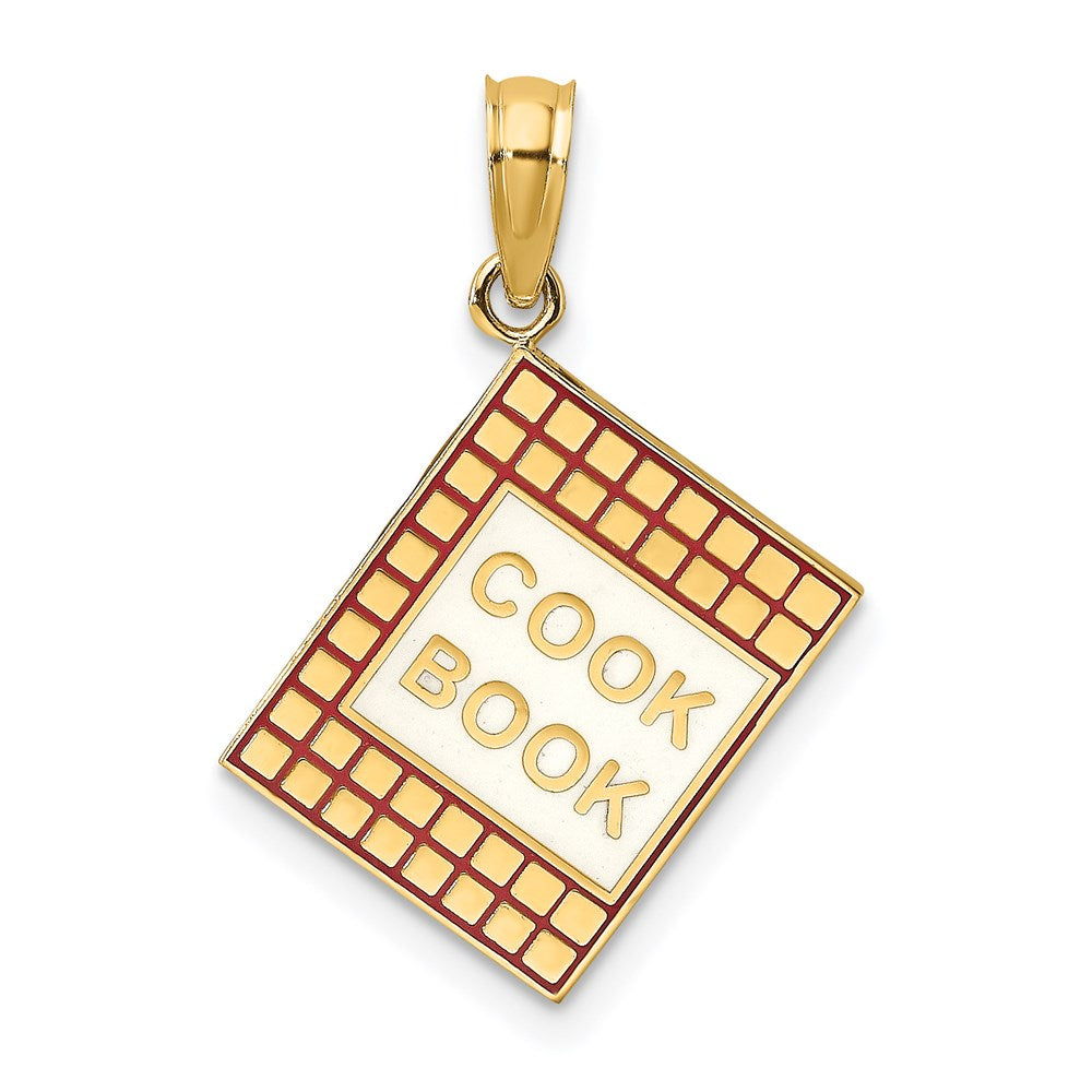 14k Yellow Gold 17.1 mm W/ Red Enamel 3-D Cook Book Charm (1.6 grams)