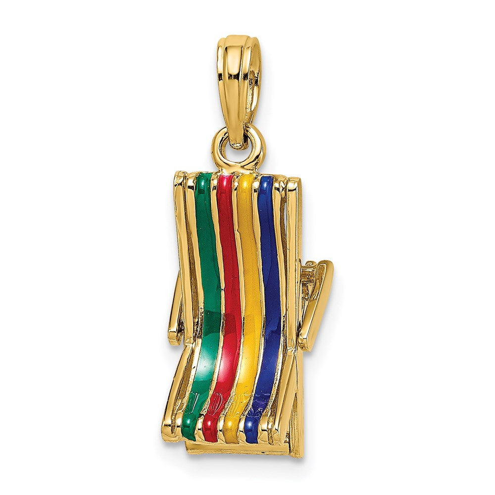 14k Yellow Gold 9.05 mm 3-D Moveable Multi-Color Beach Lounge Chair Charm (2.59 grams)