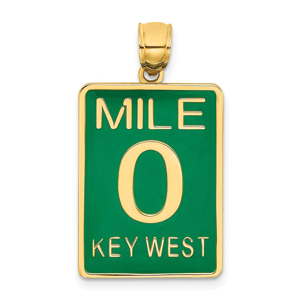 14k Yellow Gold 19.2 mm Enamel Mile Marker 0/ KEY WEST Charm (2.85 grams)