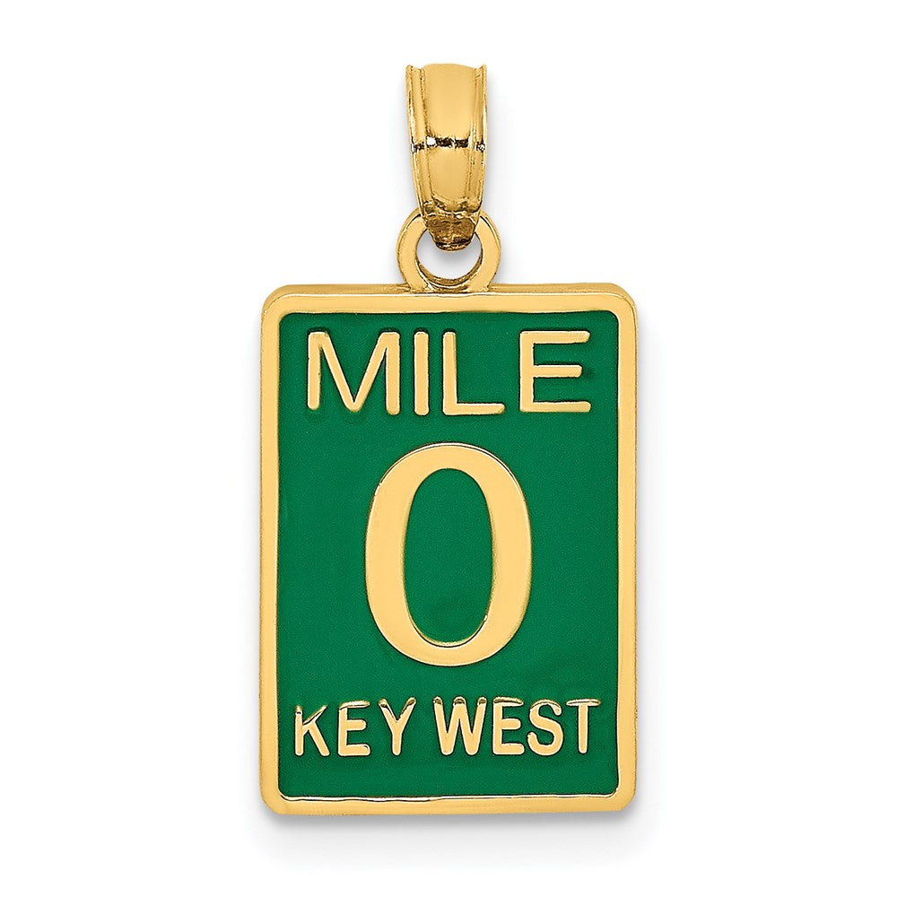 14k Yellow Gold 10 mm Enamel Mile Marker 0 / KEY WEST Charm (1.44 grams)