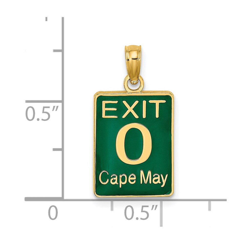 14k Yellow Gold 10.9 mm EXIT 0 / CAPE MAY with Green Enamel Charm (1.39 grams)