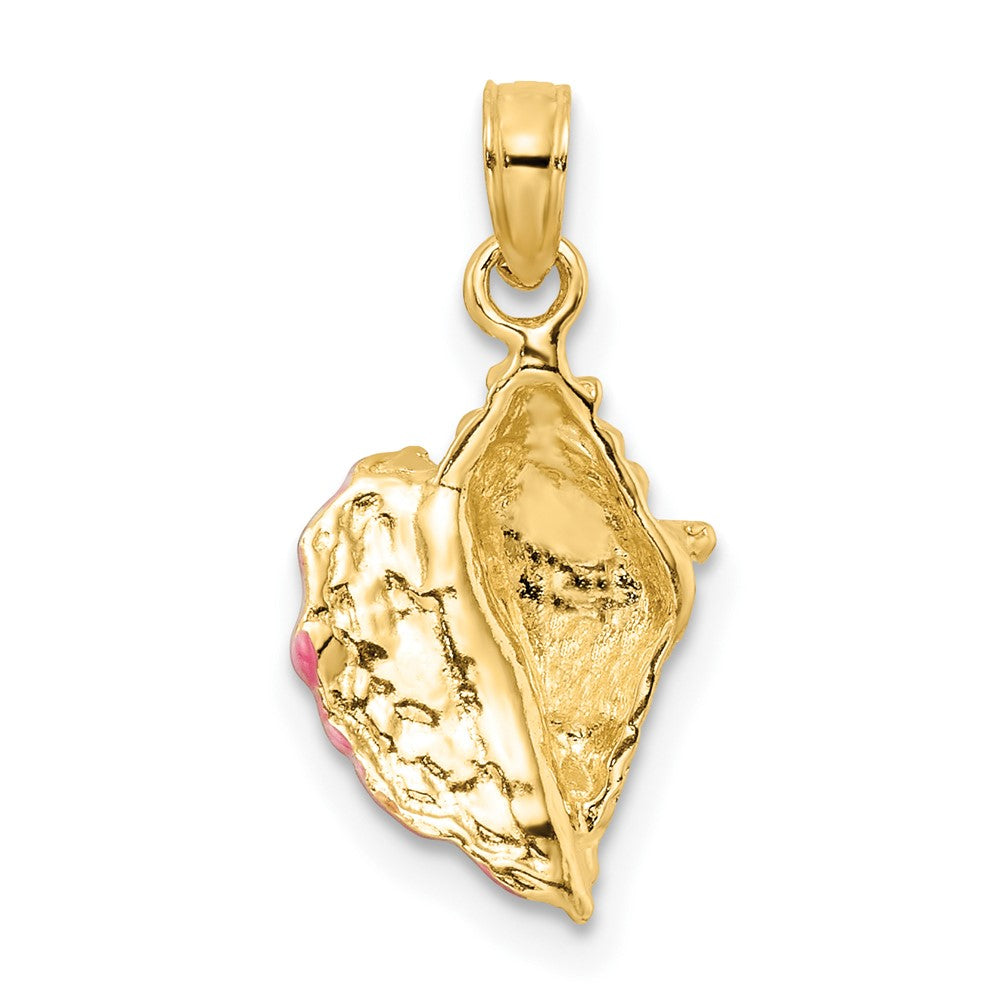 14k Yellow Gold 9.8 mm Textured and Enamel Conch Shell Pendant (1.53 grams)