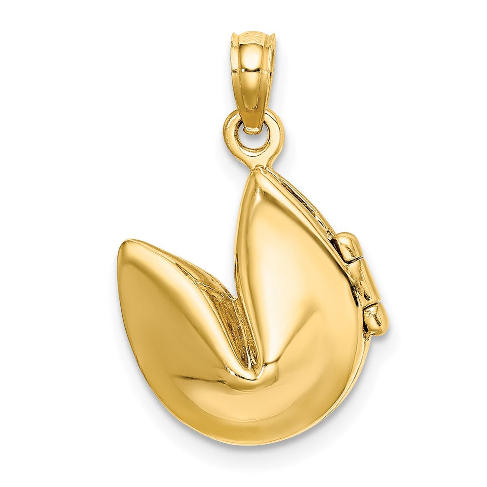 14k Yellow Gold 13.75 mm 3-D Opens Fortune Cookie Charm