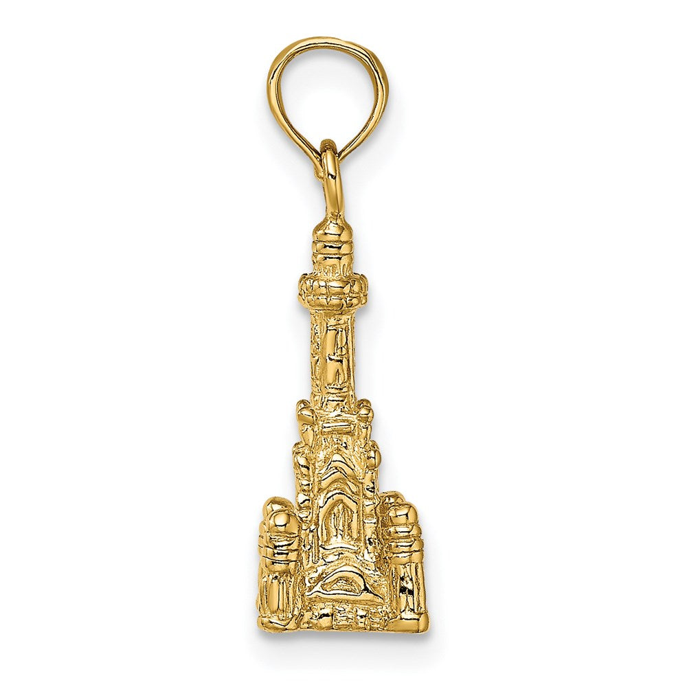 14k Yellow Gold 6.4 mm 3D Chicago Water Tower Charm (1.73 grams)