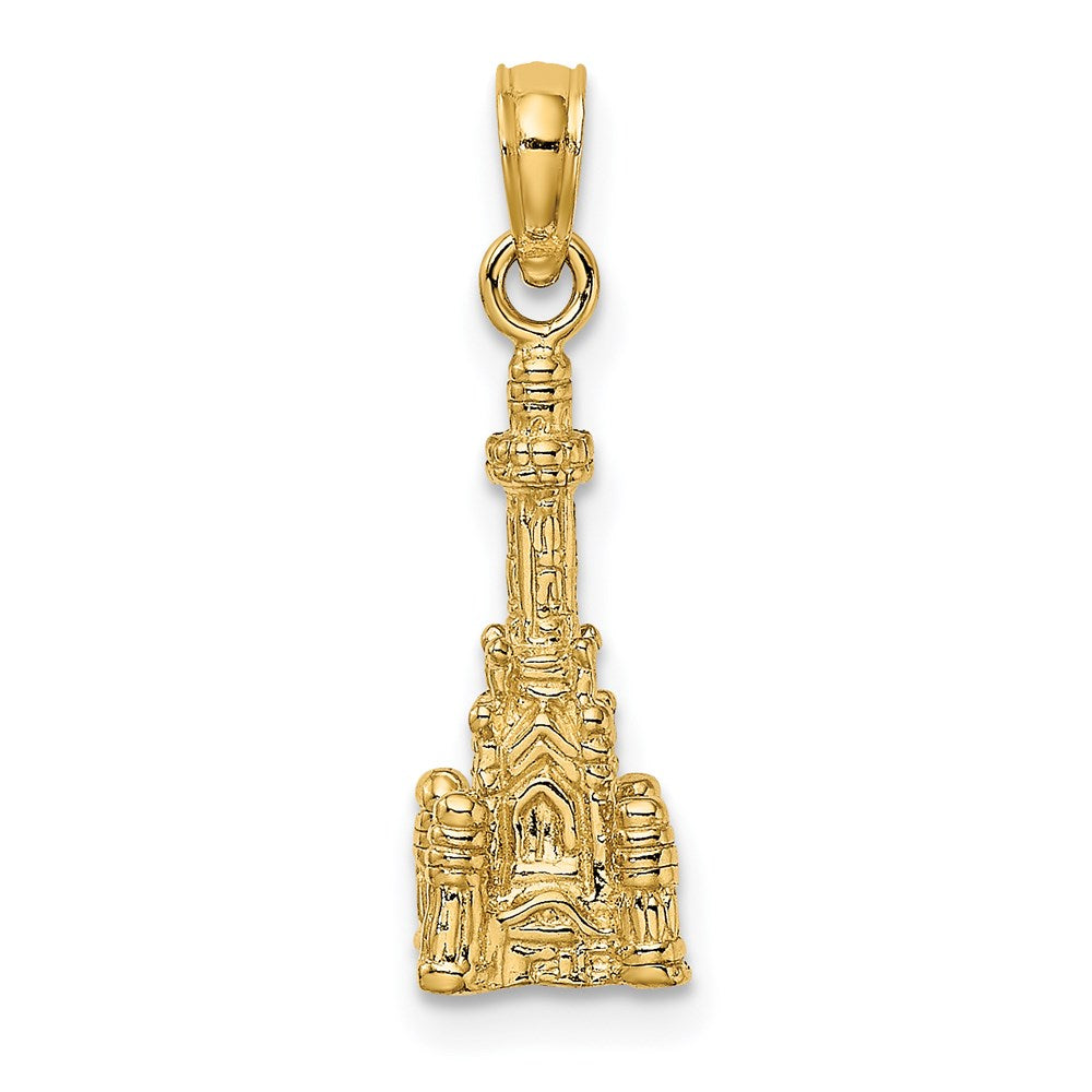 14k Yellow Gold 6.4 mm 3D Chicago Water Tower Charm (1.73 grams)
