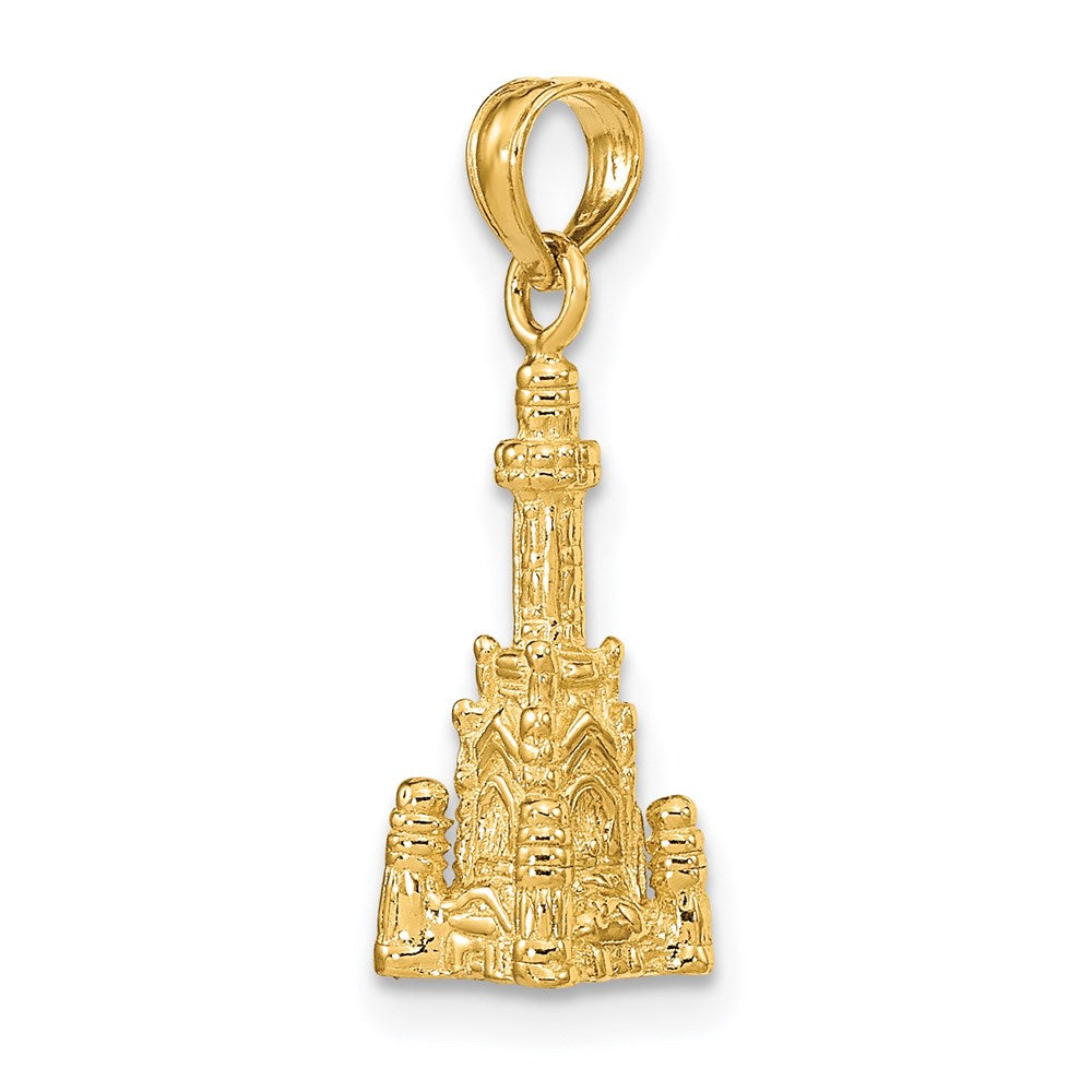 14k Yellow Gold 6.4 mm 3D Chicago Water Tower Charm (1.73 grams)