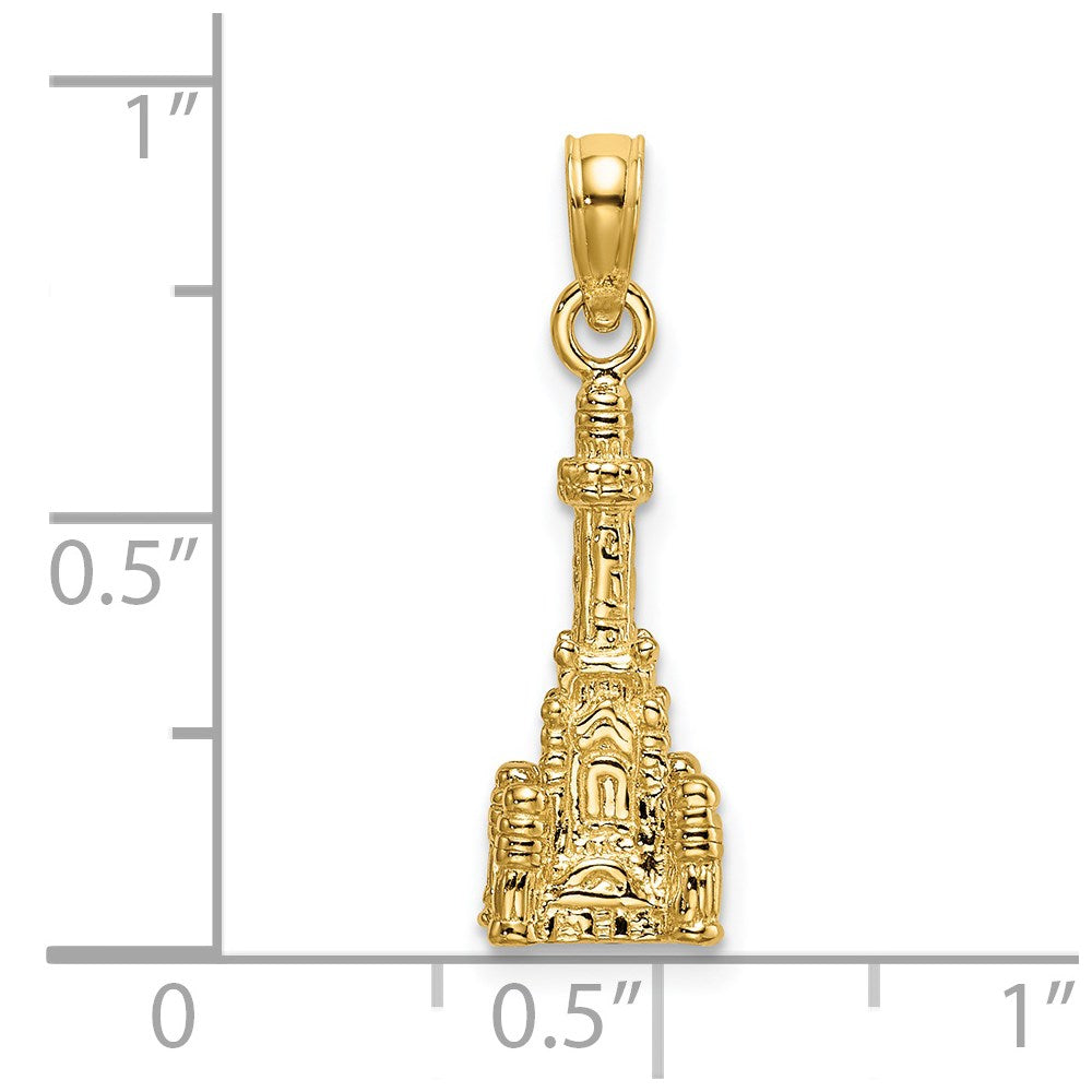 14k Yellow Gold 6.4 mm 3D Chicago Water Tower Charm (1.73 grams)