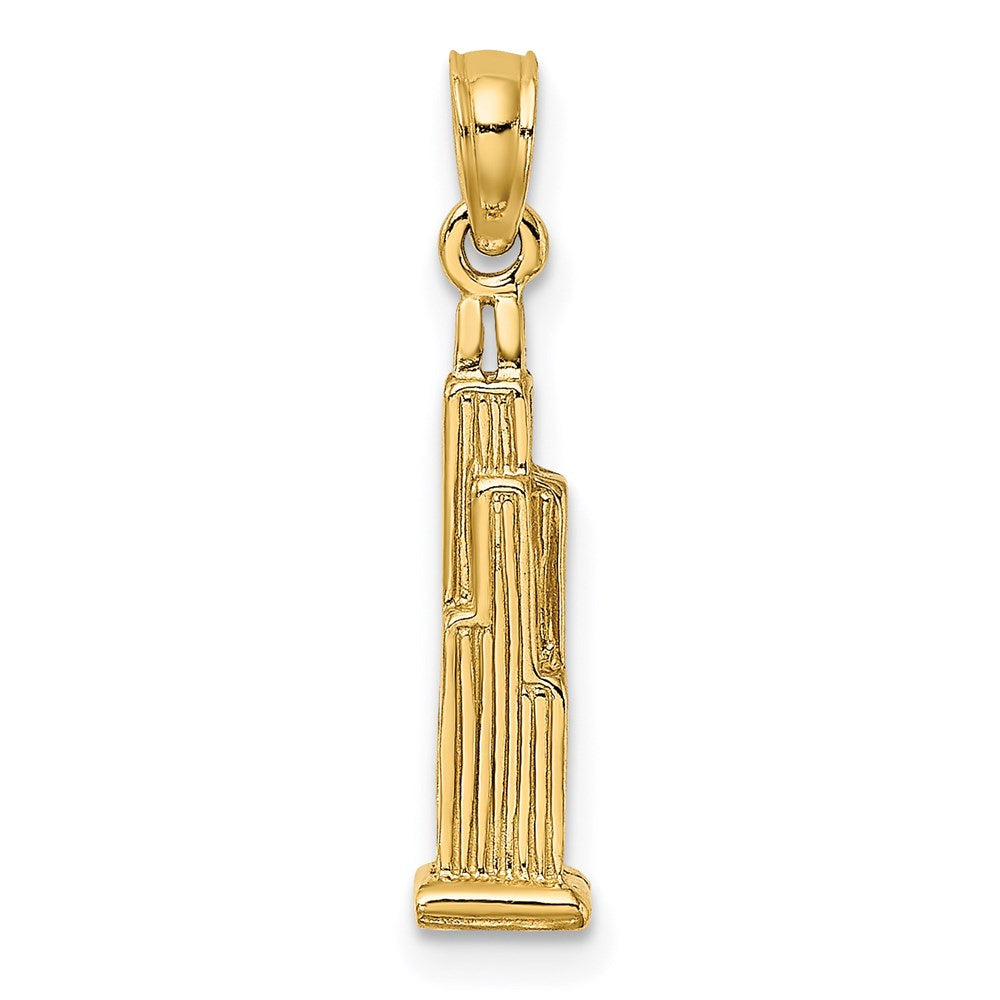 14k Yellow Gold 4.15 mm 3D WillisTower (Chicago) Charm (1.46 grams)