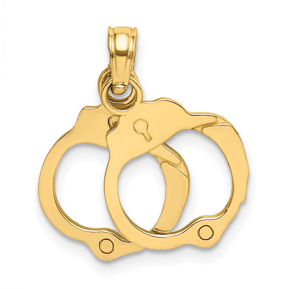 14k Yellow Gold 11.4 mm 2-Piece Handcuffs Charm (0.97 grams)