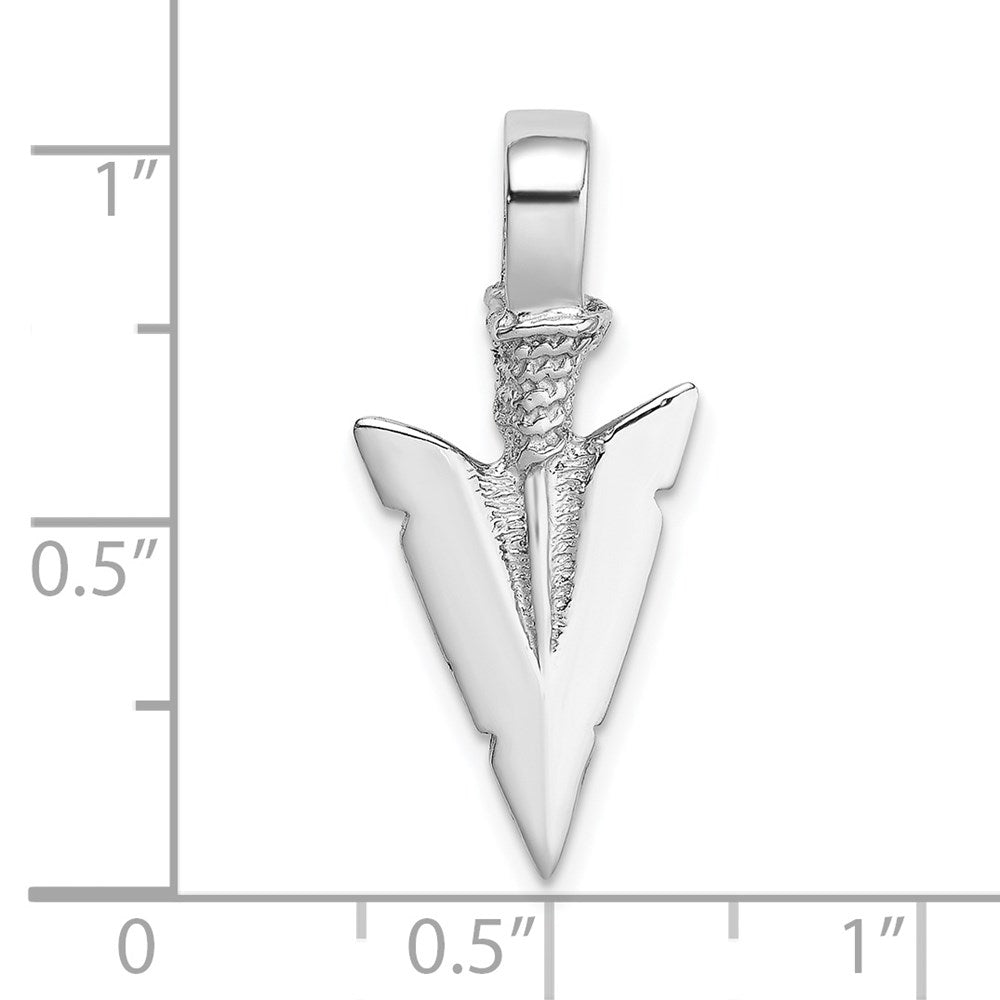 14k White Gold 12.06 mm  3-D Arrowhead Charm (1.83 grams)