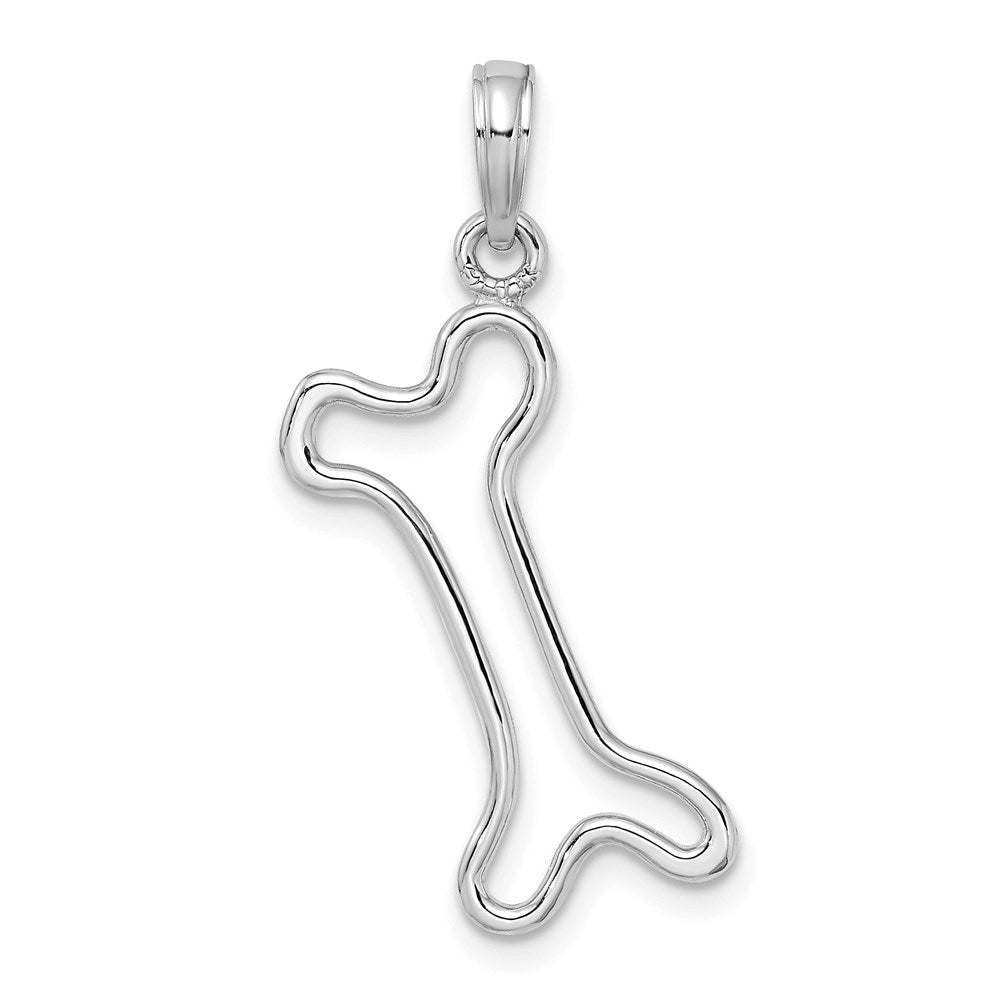 14k White Gold 15.4 mm  Cut-Out Polished Dog Bone Charm (0.91 grams)