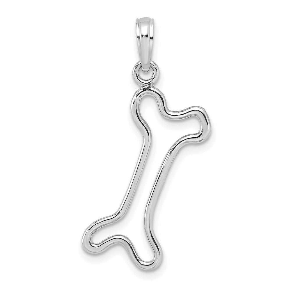 14k White Gold 15.4 mm  Cut-Out Polished Dog Bone Charm (0.91 grams)