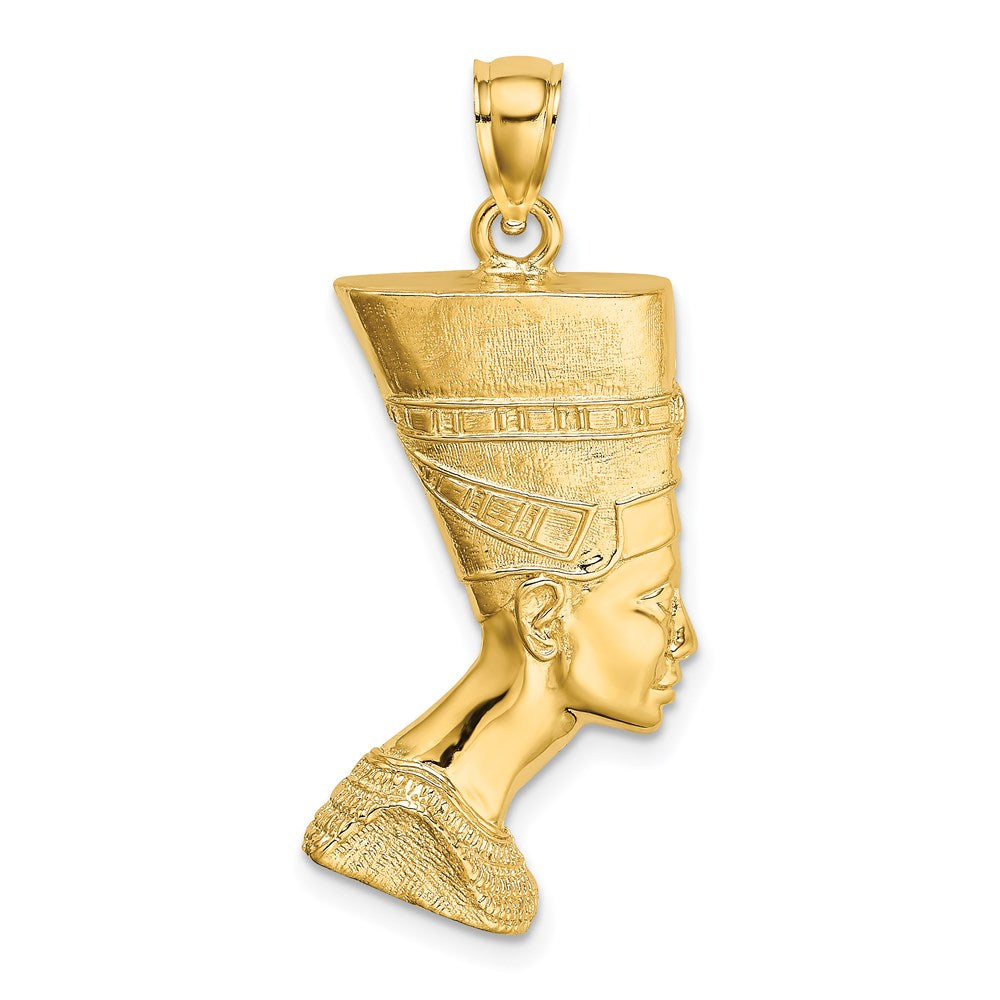 14k Yellow Gold 14.9 mm 2-D Polished / Textured Nefertiti Profile Charm