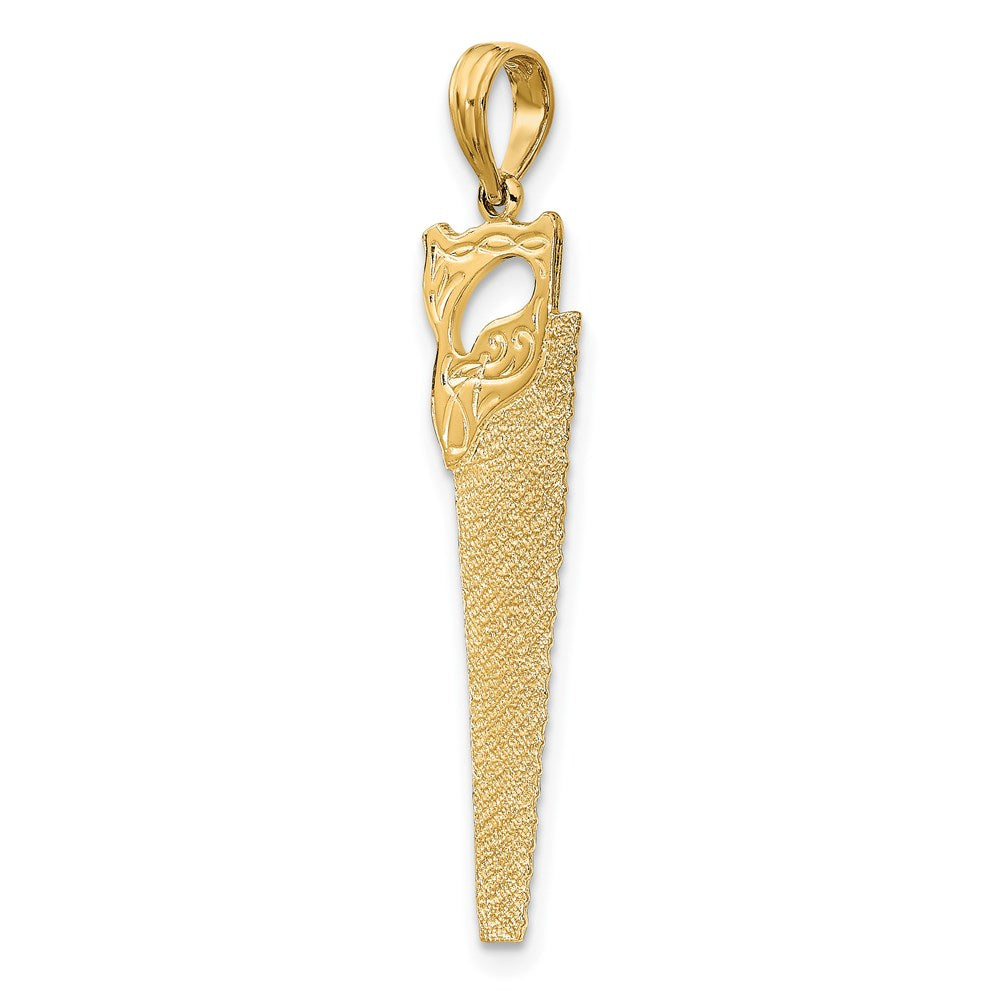 14k Yellow Gold 8.8 mm 3-D Flat Hand Saw Charm (1.2 grams)