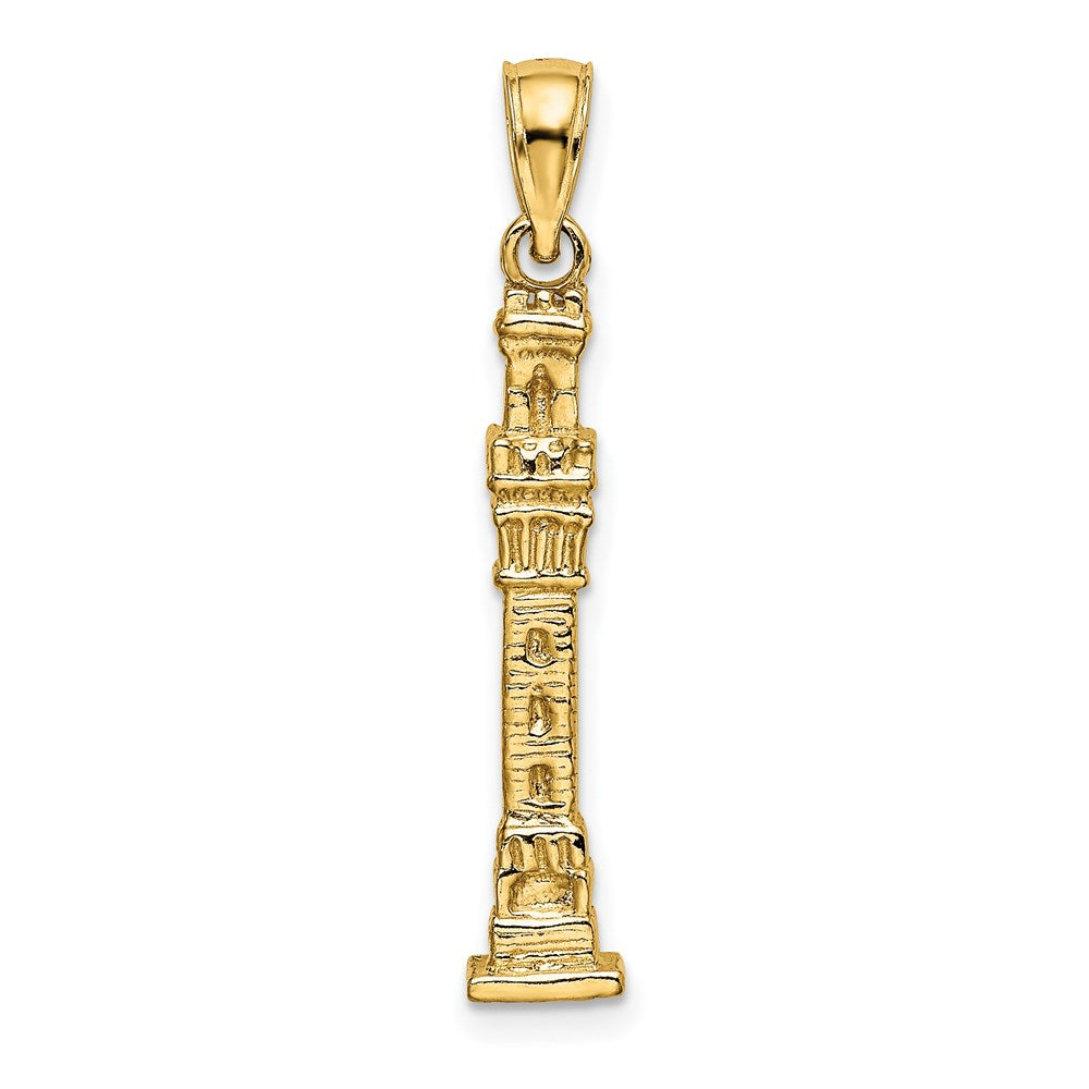 14k Yellow Gold 5.65 mm 3D Pilgrim Memorial Monument Charm (3.28 grams)