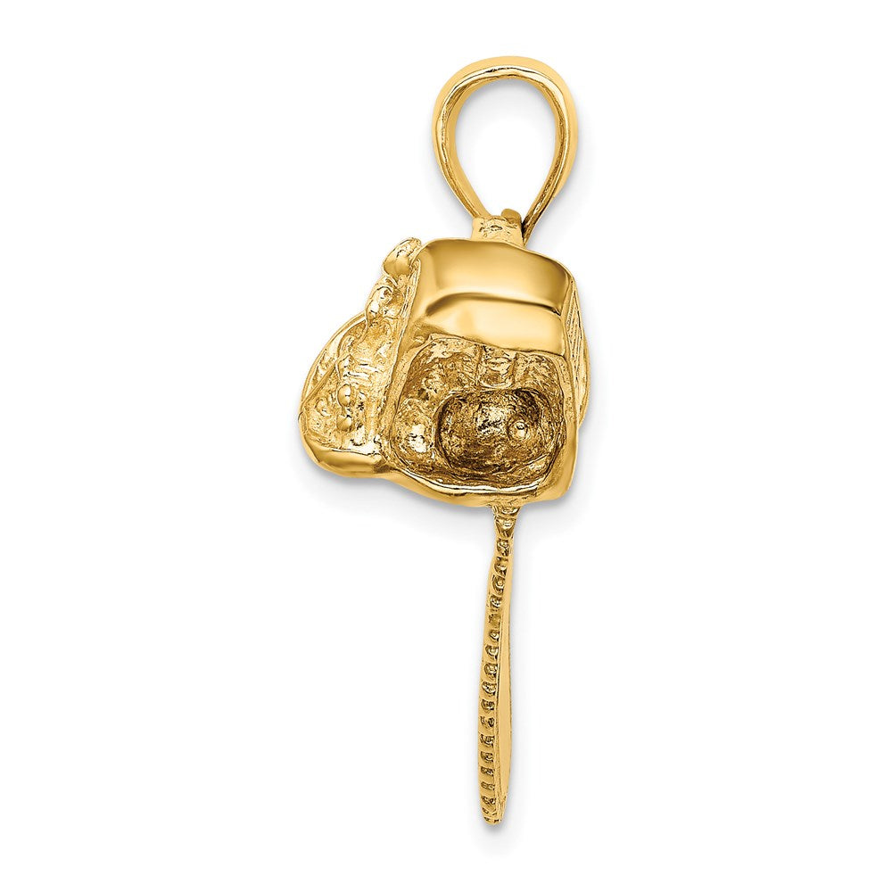 14k Yellow Gold 33.2 mm 3-D Large Chain Saw Charm (5.41 grams)