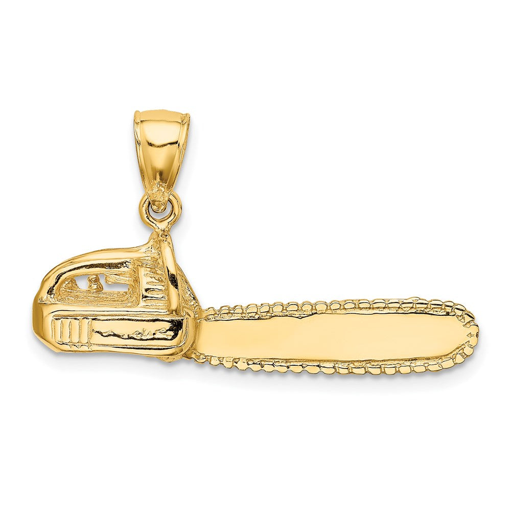 14k Yellow Gold 33.2 mm 3-D Large Chain Saw Charm (5.41 grams)