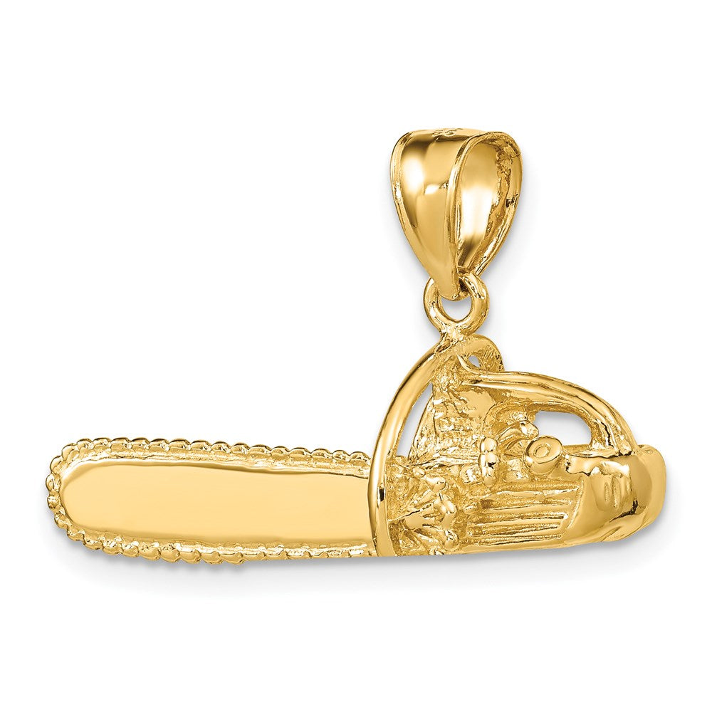 14k Yellow Gold 33.2 mm 3-D Large Chain Saw Charm (5.41 grams)