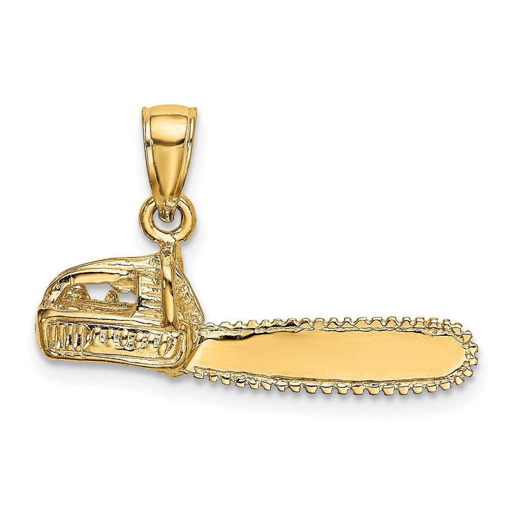 14k Yellow Gold 26.4 mm 3-D Small Chain Saw Charm (2.83 grams)