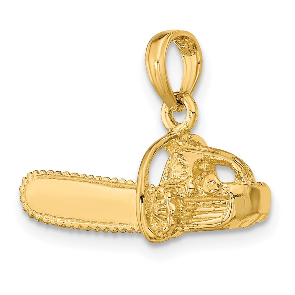 14k Yellow Gold 26.4 mm 3-D Small Chain Saw Charm (2.83 grams)