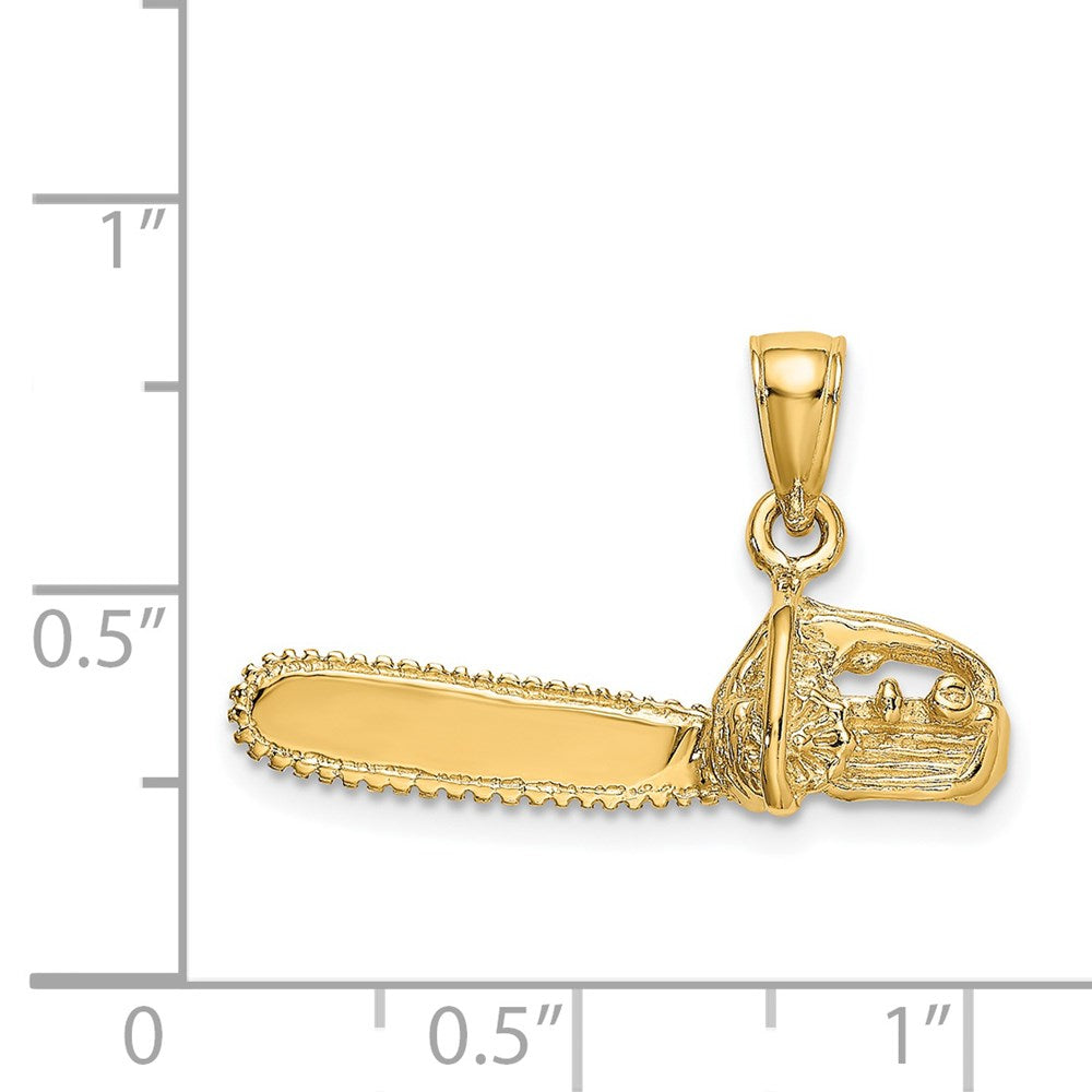 14k Yellow Gold 26.4 mm 3-D Small Chain Saw Charm (2.83 grams)