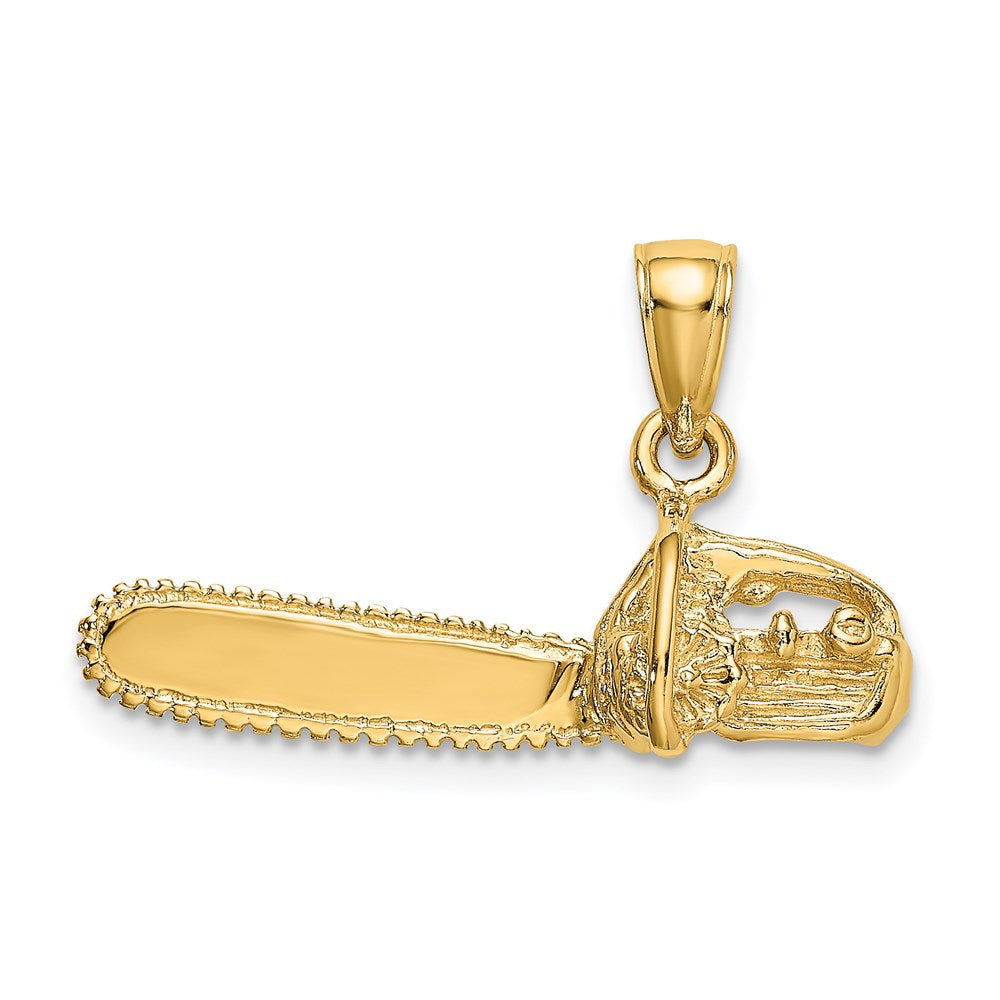 14k Yellow Gold 26.4 mm 3-D Small Chain Saw Charm (2.83 grams)