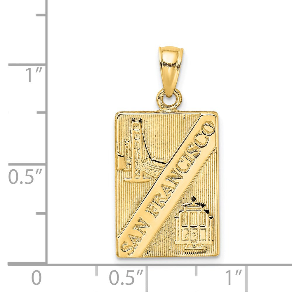 14k Yellow Gold 13.85 mm SAN FRANCISCO Reversible Charm (4.67 grams)