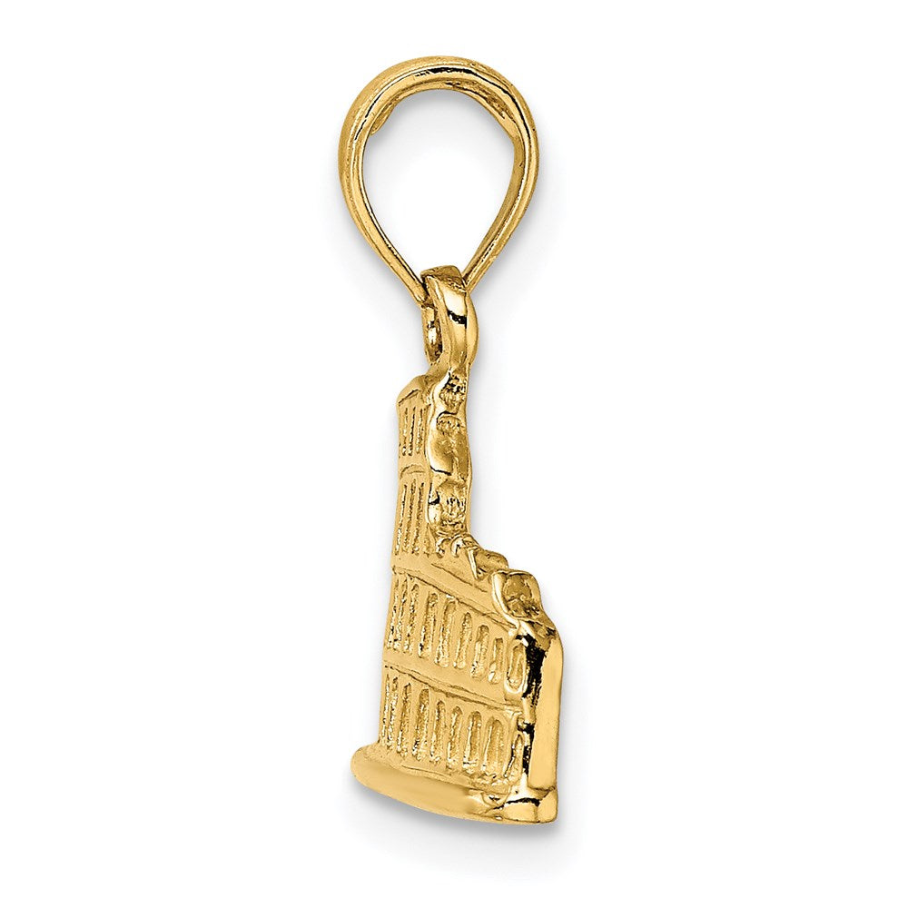 14k Yellow Gold 16.4 mm Textured 2-D Coliseum Charm (1.77 grams)