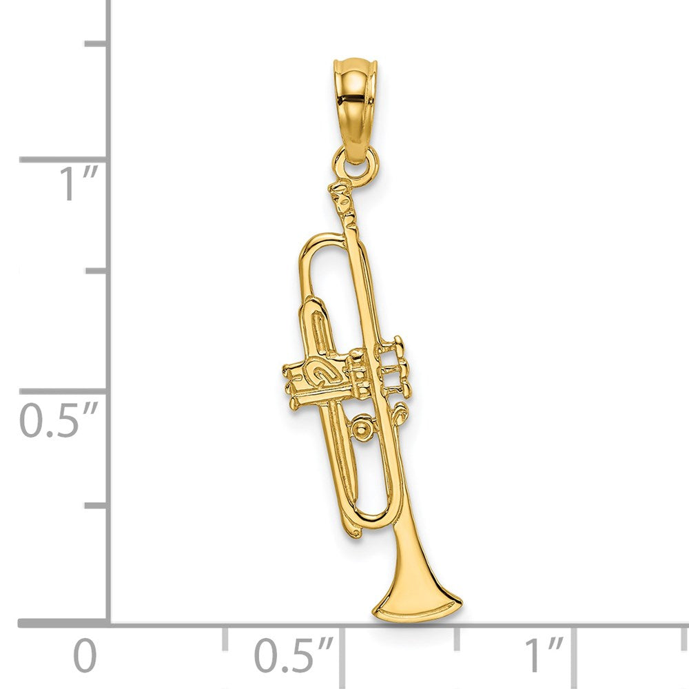 14k Yellow Gold 6.33 mm Polished Trumpet Charm (0.57 grams)