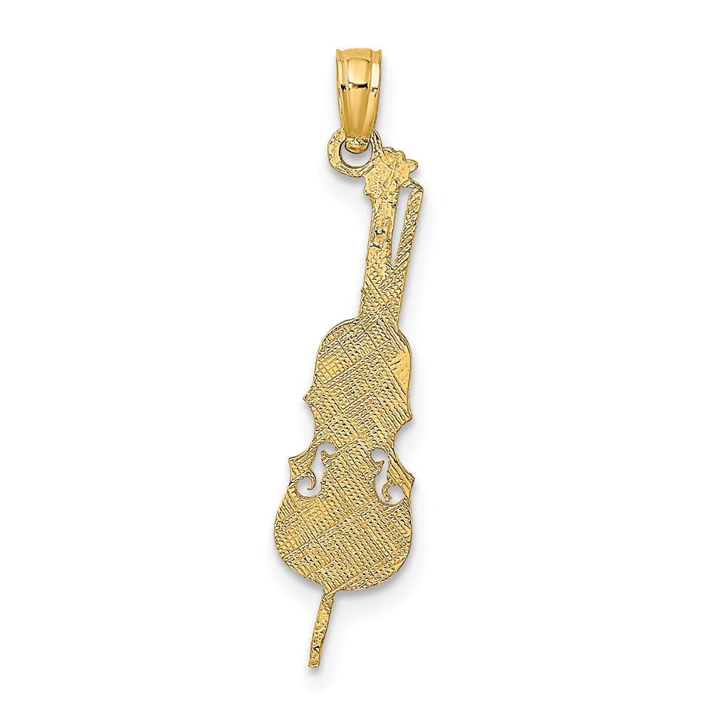 14k Yellow Gold 6.4 mm Polished Engraved Upright Bass Charm (0.74 grams)