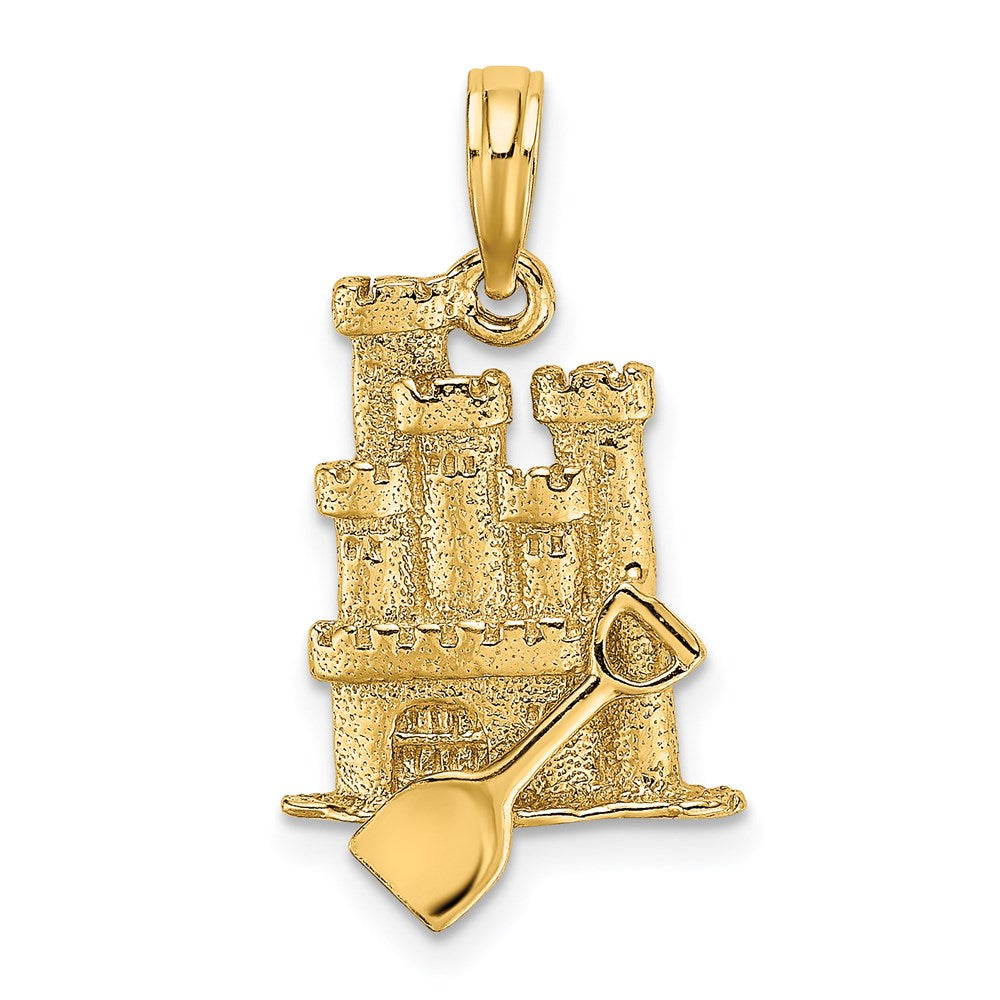 14k Yellow Gold 13.4 mm 3-D Sand Castle w/ Shovel Charm (2.59 grams)