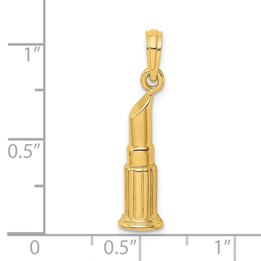 14k Yellow Gold 6.3 mm 2-D Polished Lipstick Tube Charm (2.11 grams)