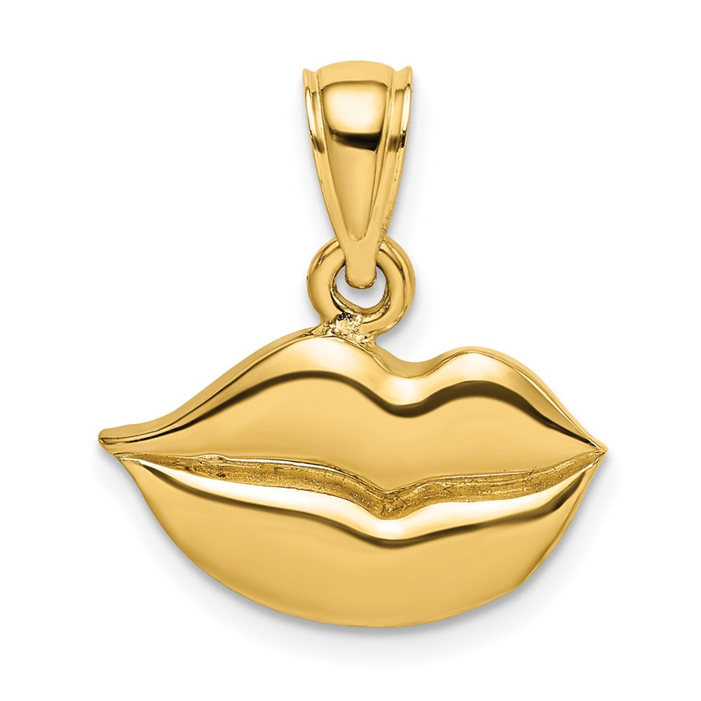 14k Yellow Gold 16.3 mm 2-D Polished Lips Charm (1.92 grams)