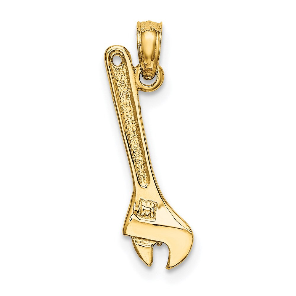 14k Yellow Gold 6.1 mm 3-D Adjustable Wrench Charm (0.92 grams)