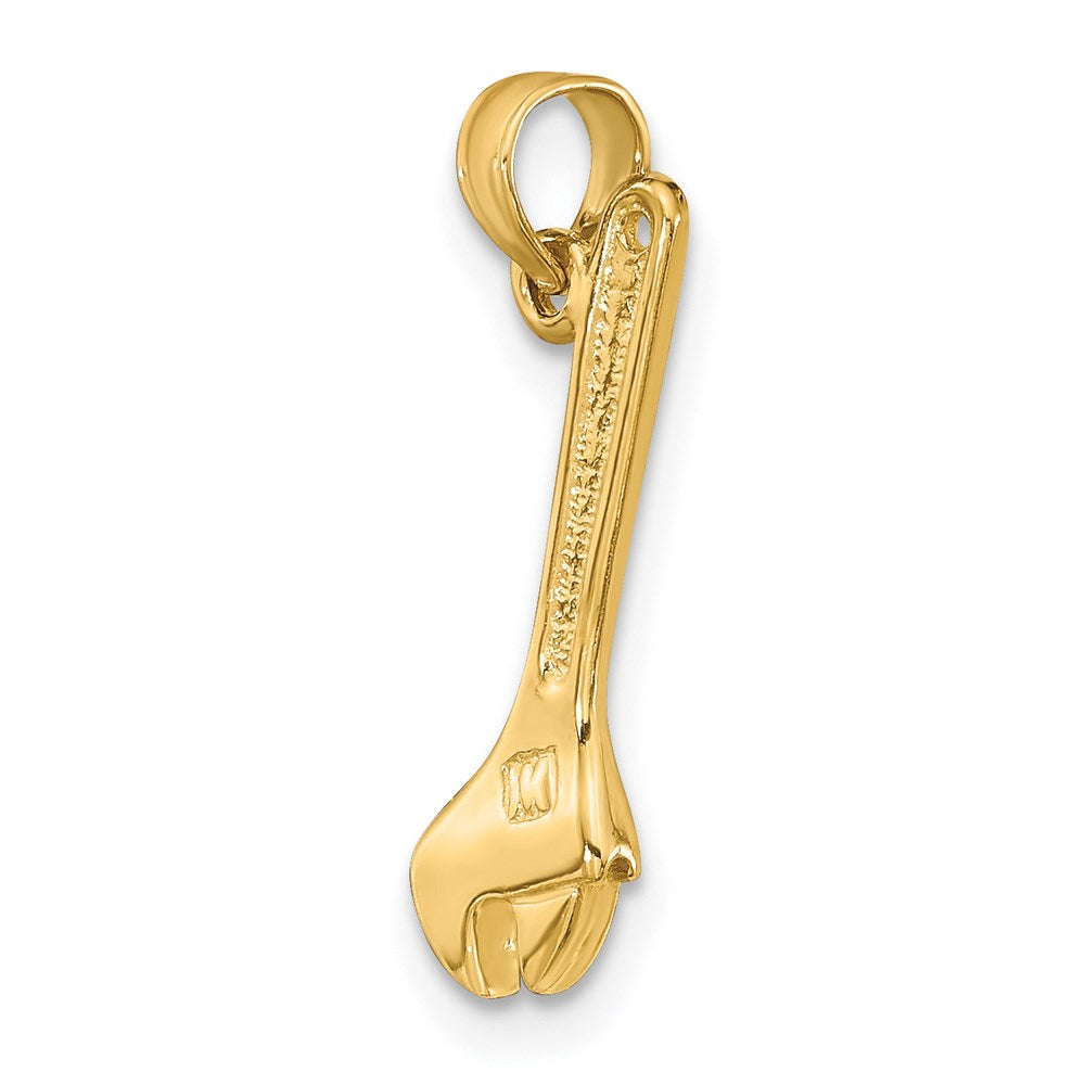14k Yellow Gold 6.1 mm 3-D Adjustable Wrench Charm (0.92 grams)