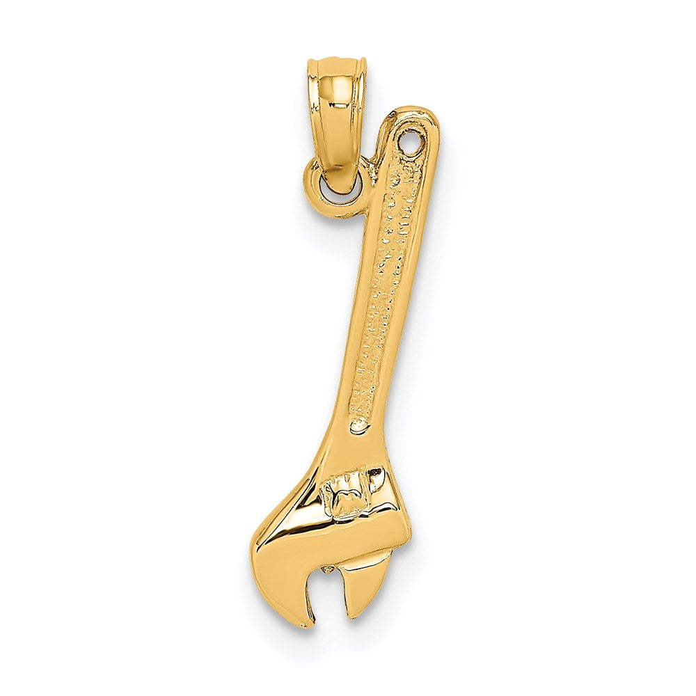 14k Yellow Gold 6.1 mm 3-D Adjustable Wrench Charm (0.92 grams)